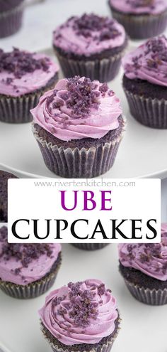 Ube (purple yam) flavored cupcakes with ube buttercream frosting. Ube Buttercream Frosting, Ube Muffins Recipe, Ube Wedding Cake, Ube Frosting Recipe, Moist Ube Cake Recipe, Ube Cupcakes Moist Recipe, Ube Cake Recipes