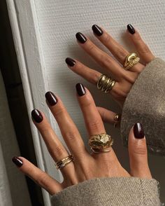 Short Biab Nails Autumn, Nails For Autumn, Ring Styling, Simple Fall Nails, November Nails, Edgy Nails, Nails Only, Nail Ring, Nail Jewelry