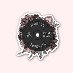 a black and white sticker with flowers on the bottom that says barrel 205 kgg