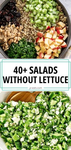 salads with lettuce, apples and raisins in them