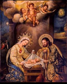 a painting of the birth of jesus