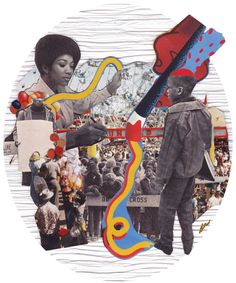 collage of black people and colorful objects