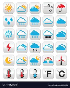 the weather icon set - web elements objects / illustrations on separate layers, color and size