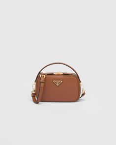 Prada Odette Bag, Prada Mini, Prada Collection, Bag Prada, Favorite Handbags, Prada Leather, Triangle Logo, Prada Handbags, Brown Bags