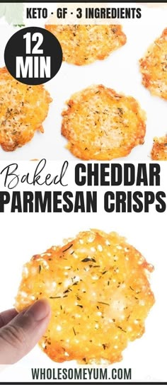 an advertisement for baked parmesan crispes is shown