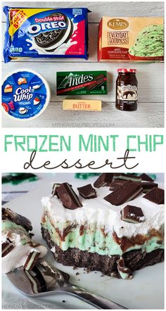 the frozen mint chip dessert is ready to be eaten