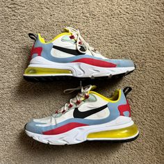 Women’s Multicolor Nike - Size 10 Nike Air Max 270 React, Air Max 270 React, 270 React, Shoes Nike Air, Nike Air Max 270, Air Max 270, Shoes Nike, Yellow Blue, Blue Yellow