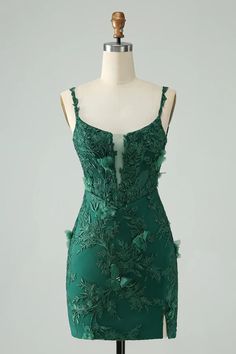 Dark Green Bodycon Spaghetti Straps Short Homecoming Dress with Appliq – Buyishang Dresses Satin Prom Dress Short, Dark Green Prom Dresses, Bodycon Prom Dresses, Black Lace Formal Dress, Black Lace Evening Dress, Bodycon Dress Homecoming, Red Lace Prom Dress, Glitter Prom Dresses, Burgundy Homecoming Dresses