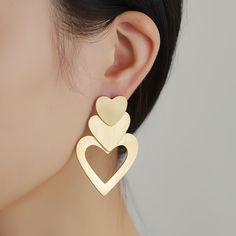 Item mampu milik Temu, pengiriman percuma untuk pelanggan baharu. Triple Heart, Heart Drop Earrings, Golden Yellow, Fit Style, Gift Giving, Simple Style, Daily Wear, Mosaic, Shoe Jewelry