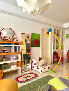 a child's room with toys and decor