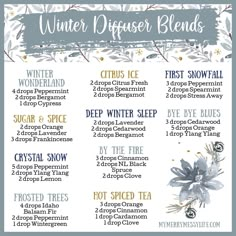 Essential Oils For Air Freshener, Winter Scents Essential Oils, Winter Diffuser Recipes, Winter Essential Oil Diffuser Blends, Winter Oil Blends, Cozy Essential Oil Blends, Candle Recipes With Essential Oils, Cozy Diffuser Blends, Candle Fragrance Recipes