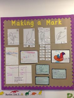 a bulletin board with writing and pictures on it that says making a mark in spanish