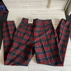 Women’s Plaid Casual Pants Comfortable Stretch Size Medium New Never Worn Jumpsuit Trousers, Anne Klein, Red Blue, Casual Pants, Pant Jumpsuit, Red And Blue, Color Blue, Pants For Women, Trousers