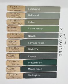 the names of different paint colors are shown in this image, and each color is labeled with their own name