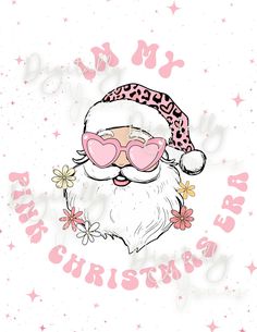 a santa claus wearing sunglasses and a pink hat with flowers on it's head