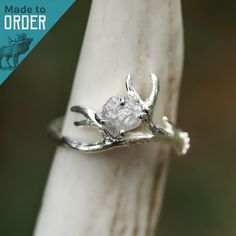 Antler Engagement Ring, Branch Jewelry, Western Wedding Rings, Antler Wedding, Antler Jewelry, Country Jewelry, Gemstone Wedding Rings, Antler Ring, Cute Engagement Rings