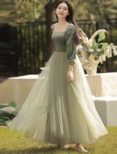 Size: L, Style: Style C Velvet Bridesmaid, Long Sleeve Bridesmaid Dress, Prom Inspiration, Bridal Party Gowns, Long Gown Design, Simple Bridesmaid Dresses, Elegant Dresses Classy, Prom Dresses Modest, Maxi Bridesmaid Dresses