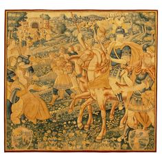 an old tapestry with people and animals on it