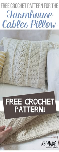 the free crochet pattern for this pillow is easy to make and looks great