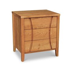 a wooden dresser with three drawers on one side