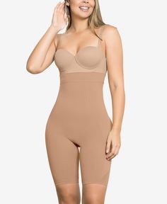 in stock Solid Mid-thigh Length Bottoms With Built-in Bra, Open Bust, Shapewear, Put On, Full Body, Women Brands, Perfect Fit, High Waisted, Plus Size