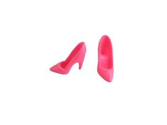 pair of pink high heel shoes on white background