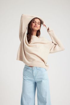 This 100% Cashmere crewneck is the perfect transition sweater; knitted from our high quality, ultra-soft Mongolian yarn with a loose gauge for ultimate breathability. It's relaxed yet timeless fit, makes it the perfect base for any outfit with room to layer underneath, as well as on top in colder months. A wardrobe classic you'll want in every color.  COLOR: Oat Wardrobe Classic, Every Color, Oats, Cashmere, Yarn, Sweatshirts Hoodie, Crew Neck, Wardrobe, Sweatshirts