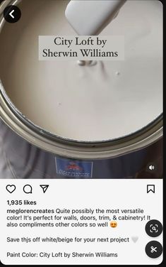 a white paint can being used as an ad for sherylin williams's