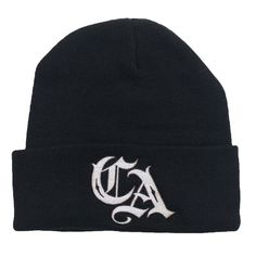 -Embroidered CA Logo beanie -One size fits most - 12 inch knit beanie -100% acrylic Hip Hop Beanie Cap One Size Fits Most, Hip Hop Cotton Beanie Hat, Streetwear Beanie With Letter Print, Hip Hop Beanie For Winter Streetwear, Streetwear Knitted Beanie Cap, Hip Hop Beanie For Streetwear In Winter, Warm Hat For Streetwear, Knitted Beanie For Streetwear, Warm One-size-fits-most Hat For Streetwear