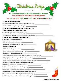 the christmas song worksheet for kids to practice their language and read alouds