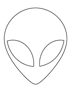 an alien head with two large eyes and one small nose, outlined in black on a white background