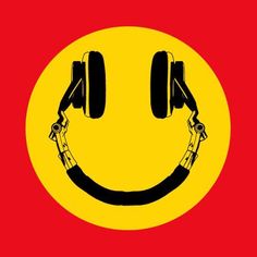 a smiley face with headphones on it