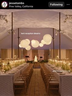 an image of a dining room set up for a formal event with lights and chandeliers hanging from the ceiling