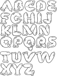 the alphabet is drawn in black and white