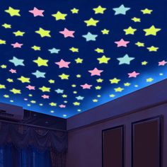 the ceiling is decorated with many stars