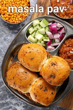 masala pav is served with vegetables and beans