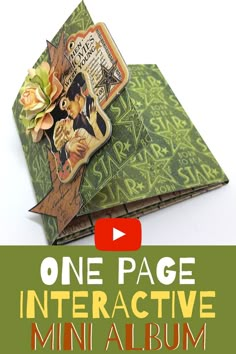 an open book with the words one page interactive mini album