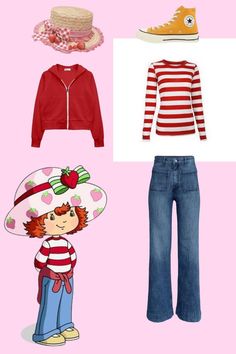 Disney Characters Outfit Ideas, Strawberry Shortcake Inspired Outfit, Strawberry Shortcake Cosplay, Original Strawberry Shortcake, Strawberry Shortcake Halloween Costume, Strawberry Shortcake Outfits