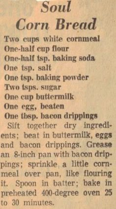 an old recipe for corn bread