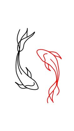 an image of two koi fish in the same line drawing style on white paper