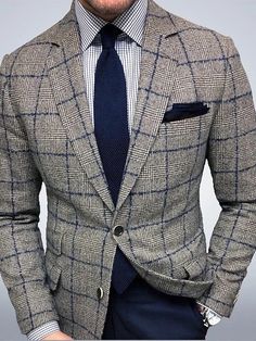 Mens Plaid Blazer, Casual Blazer Men, Plaid Tuxedo, Casual Suits Men, Terno Slim Fit, Gentlemen Style, Suits Style, Mens Casual Suits, Suits Men Business