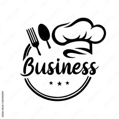 a black and white logo with the words business written in cursive writing on it