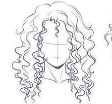 a drawing of a woman's face with curly hair