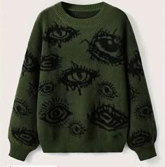 Y2k Long Sleeve, Pullover Outfit, Long Sleeve Pullover Sweater, Drop Shoulder Sweaters, Grunge Punk, Plus Size Kleidung, Winter Outfits Women, An Eye, Winter Sweaters