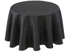 a black round tablecloth on a white background