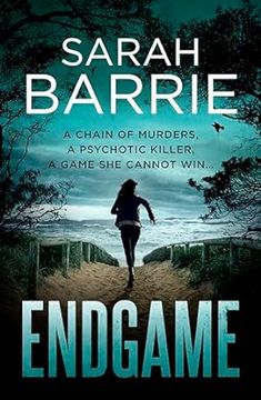 the cover of the book endgame by sarah barrie, which features a woman running down a path