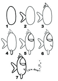 how to draw cartoon fish step by step for kids and beginners with easy instructions