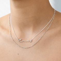 Mon Petit Name Necklace - Silver - 2 Silver Necklace Stack, Buy Earrings Online, Silver Name Necklace, Name Necklace Silver, Necklace Stack, Gems Bracelet, Buy Earrings, Gold Bracelet For Women, Silver Choker