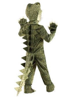 a person in an alligator costume standing up