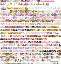 an image of many different emoticions in the form of letters and numbers on a white background